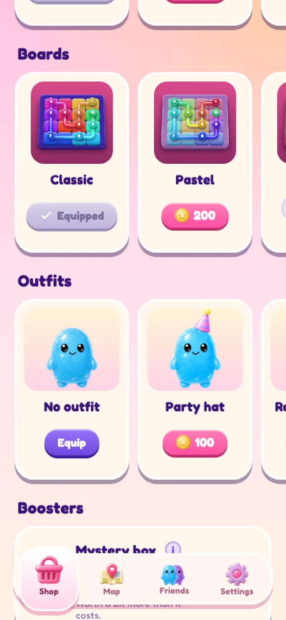 盤面やジェリーのコスチュームが並ぶCandy Pathのショップ